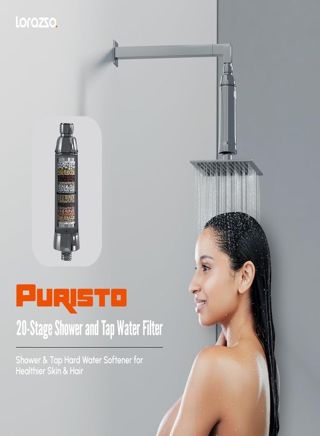 Lorazzo PURISTO 20-Stage Hard Water Softener for Tap & Shower | Water Filter for Tap | | Use for Any Tap in Home or Shower Head for Bathroom | Water Softener for Home - Image 2